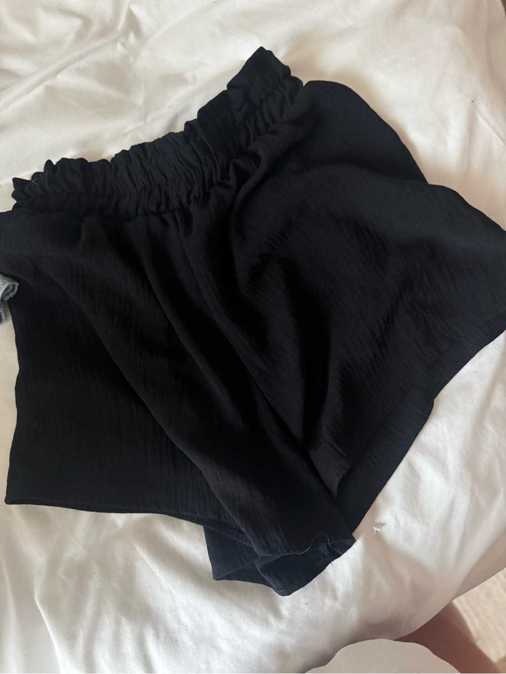 Black Elastic-Waist Women’s Shorts